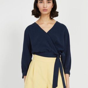 Frank and Oak Cropped Wrap Blouse